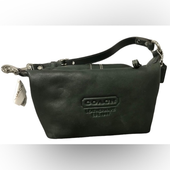 Coach Handbags - Coach Green Leather Tote BRAND NEW & BONUS NWOT Silver Coach Valet Keychain NWT!